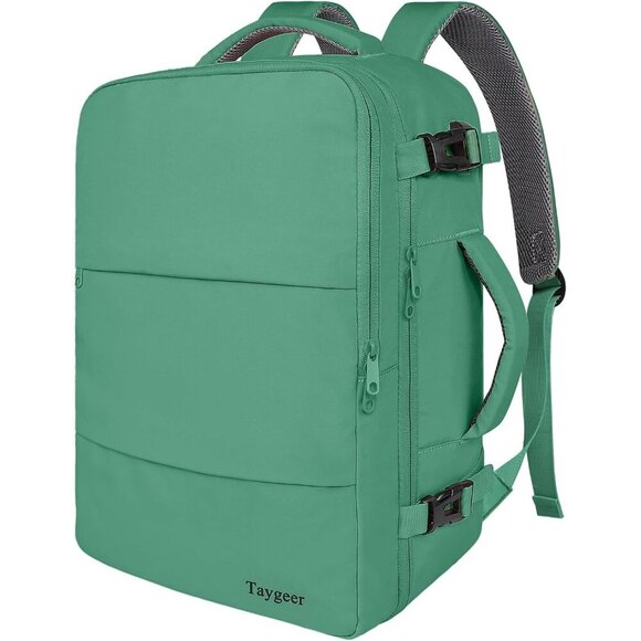 〽️Women Trendy Carry On Backpack Green with Shoe Pouch & USB Charging Port main image 10